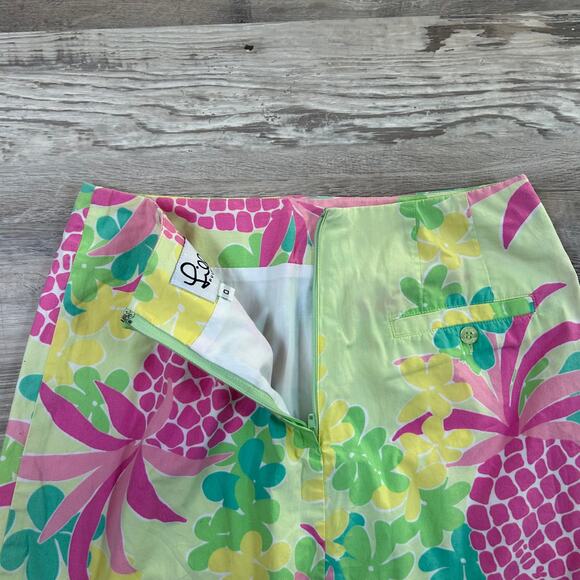 Vintage Lilly Pulitzer Pineapple Print Skirt Green Pink Size 0 - Picture 4 of 5